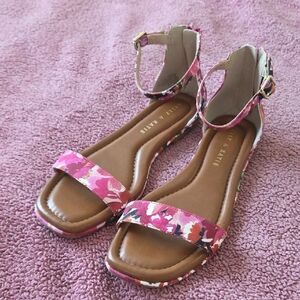 Kelly & Katie Pink Floral Ankle Strap Sandals